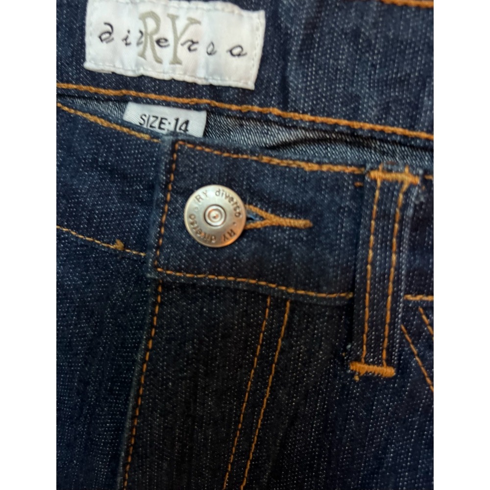 Diversa Y2K Womens 14 Studded Heart Bling Bootcut Jeans Dark Wash Denim 2000s - Picture 11 of 16